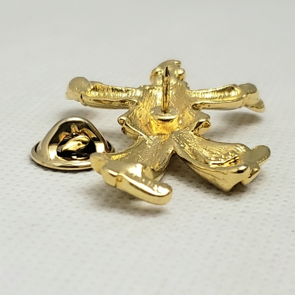 Vintage JJ Gold Rhinestone Clown Dancing Clashing Cymbals Tack Pin - Picture 6 of 10